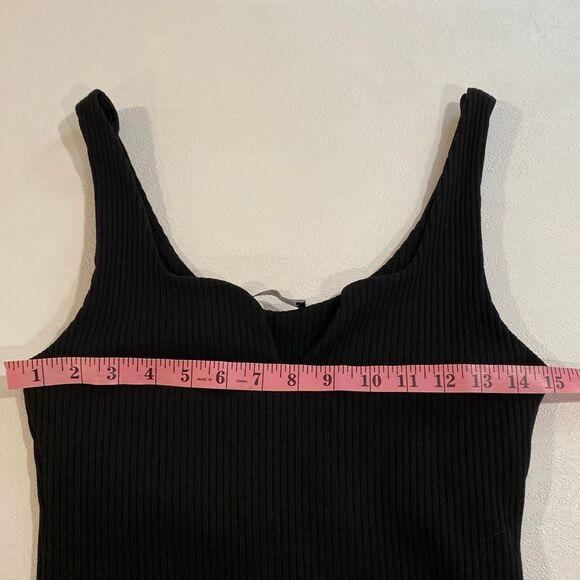 ZARA Black Ribbed Scoop Neck Bodysuit Women’s Size L - Picture 5 of 8